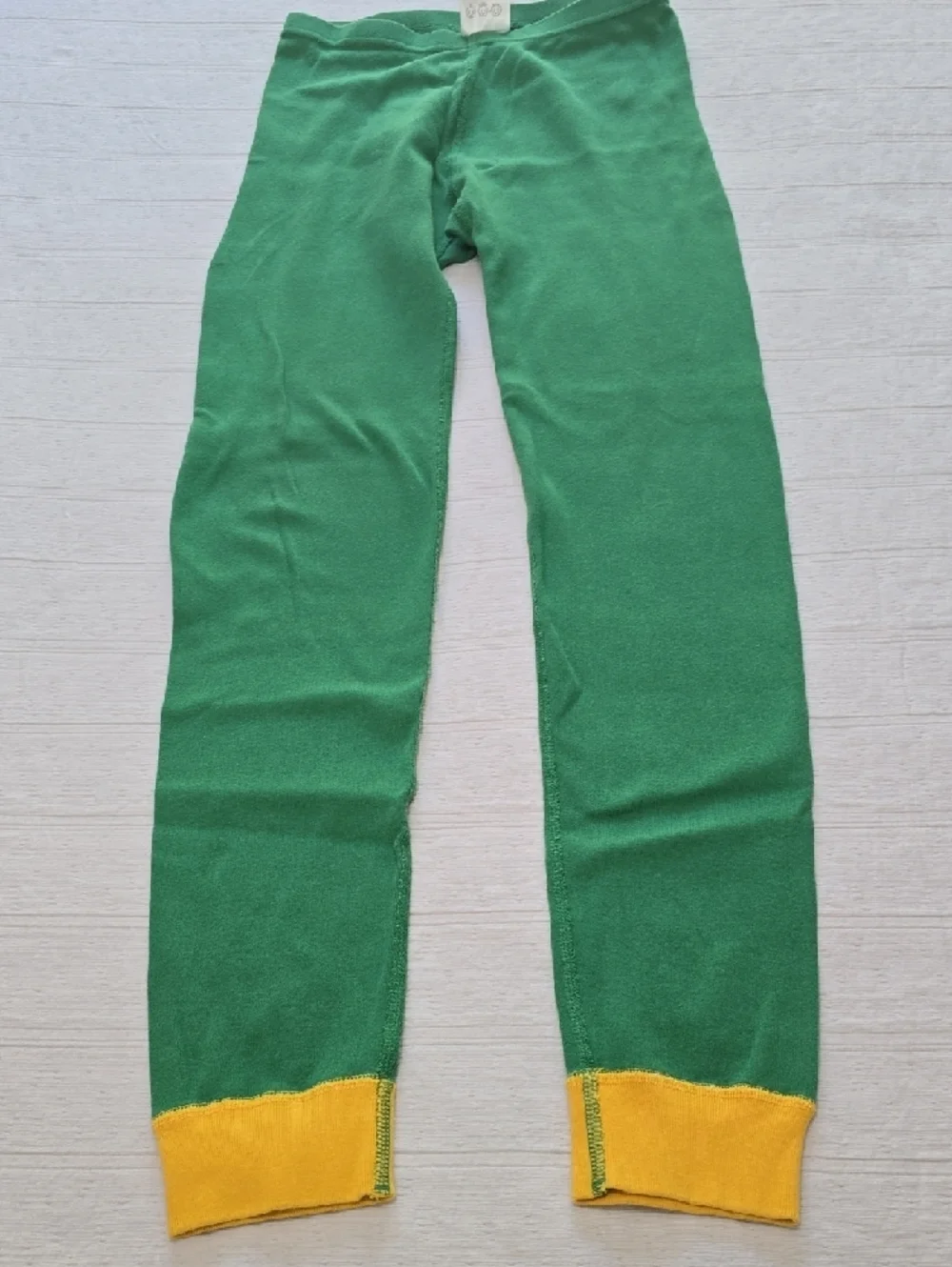 Kids Green Elf Pajama Set with Yellow Accents